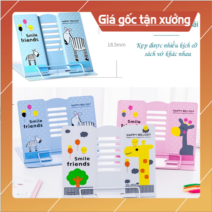 [ XẢ KHO - GIÁ GỐC TẬN XƯỞNG ] Giá đỡ kẹp sách cho bé đọc bài chống cận thị bằng kim loại in hình dễ thương kẹp được tất cả loại sách. Phụ kiện đọc sách - Giá đỡ sách chống cận thị - Kẹp đọc sách - Giá kẹp sách để bàn tiện ích
