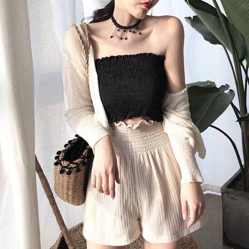 [Hoàn Tiền 15%]áo ống nữ nhún thun hot quá hot