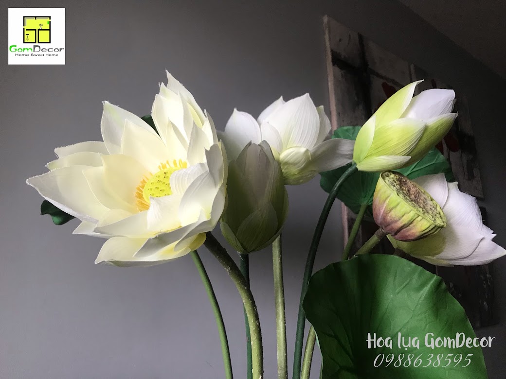Hoa sen giả hoa lụa cao cấp đẹp bông sen giả đẹp