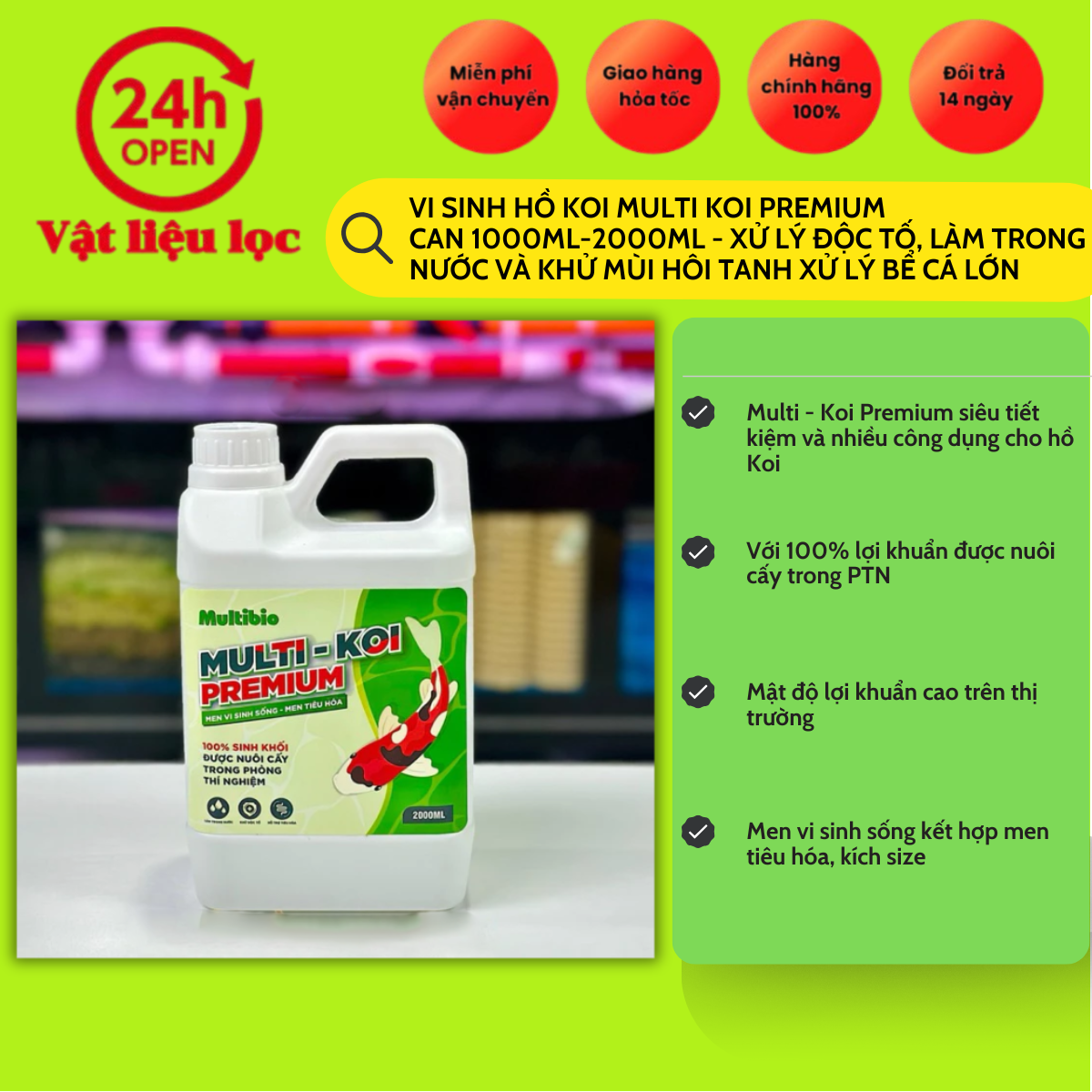 Men Vi sinh dành cho hồ koi bể cá Koi Multi Koi Premium