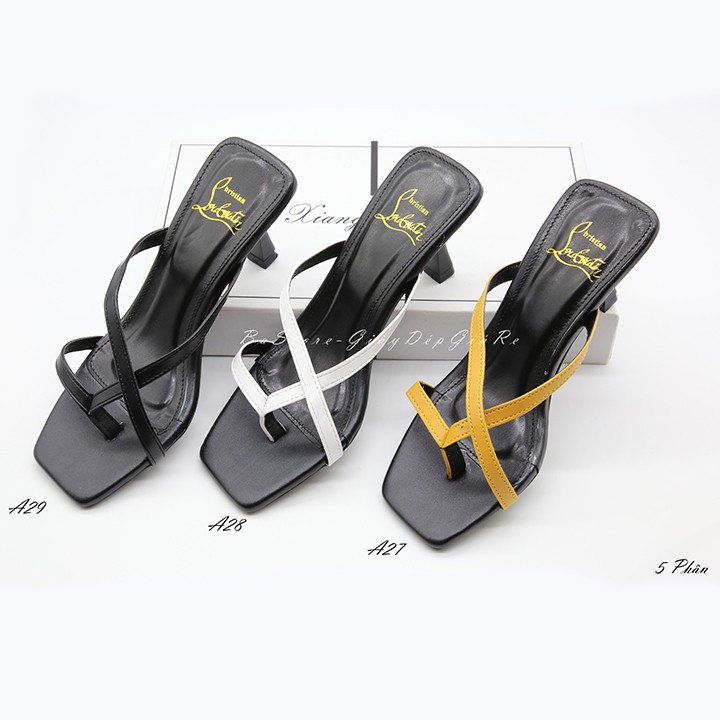 Guốc cao gót nhọn 5 phân quai chéo xỏ ngón
