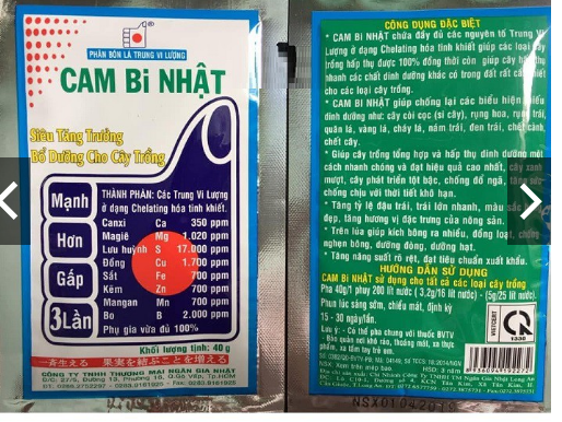 Phân bón lá bổ sung trung vi lượng Cam bi nhật siêu tăng trưởng bổ dưỡngcho cây trồng gói 40g
