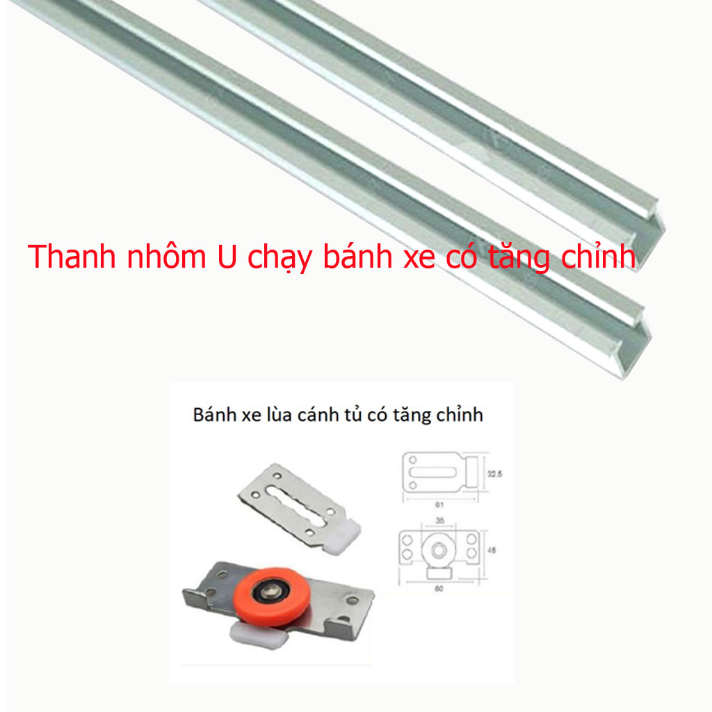 COMBO 4 cặp Ray trượt cửa lùa U Đài Loan (trên và dưới)