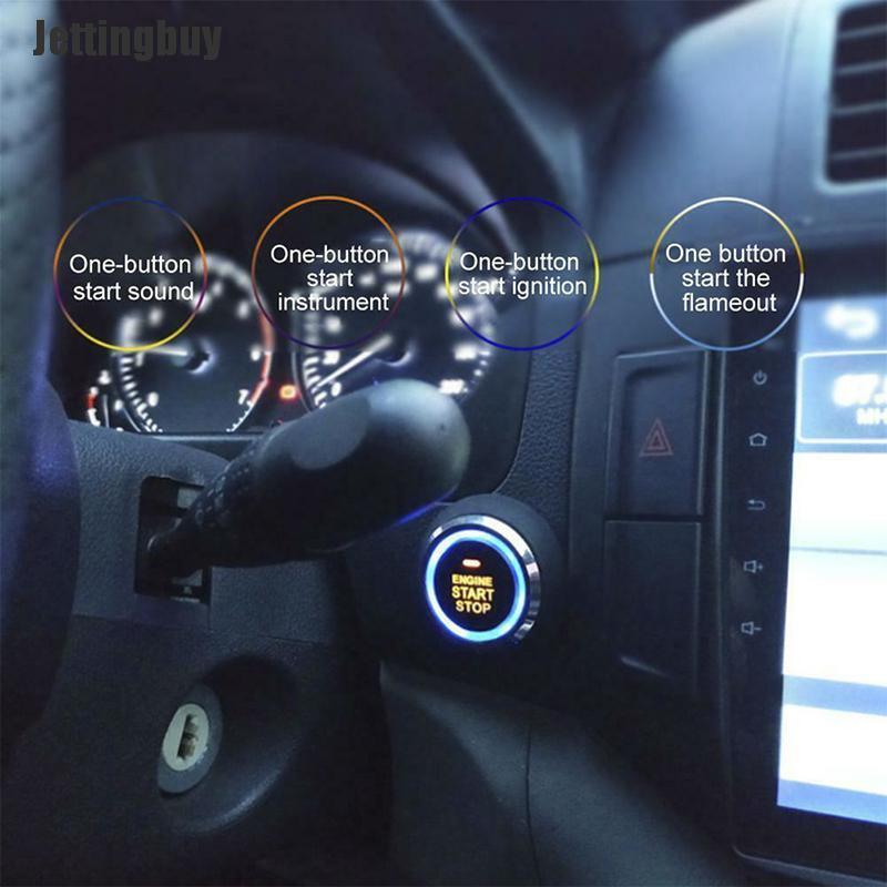 Jettingbuy 12V Push Button Car Engine Start Stop System Kit For Auto Keyless Entry Alarm