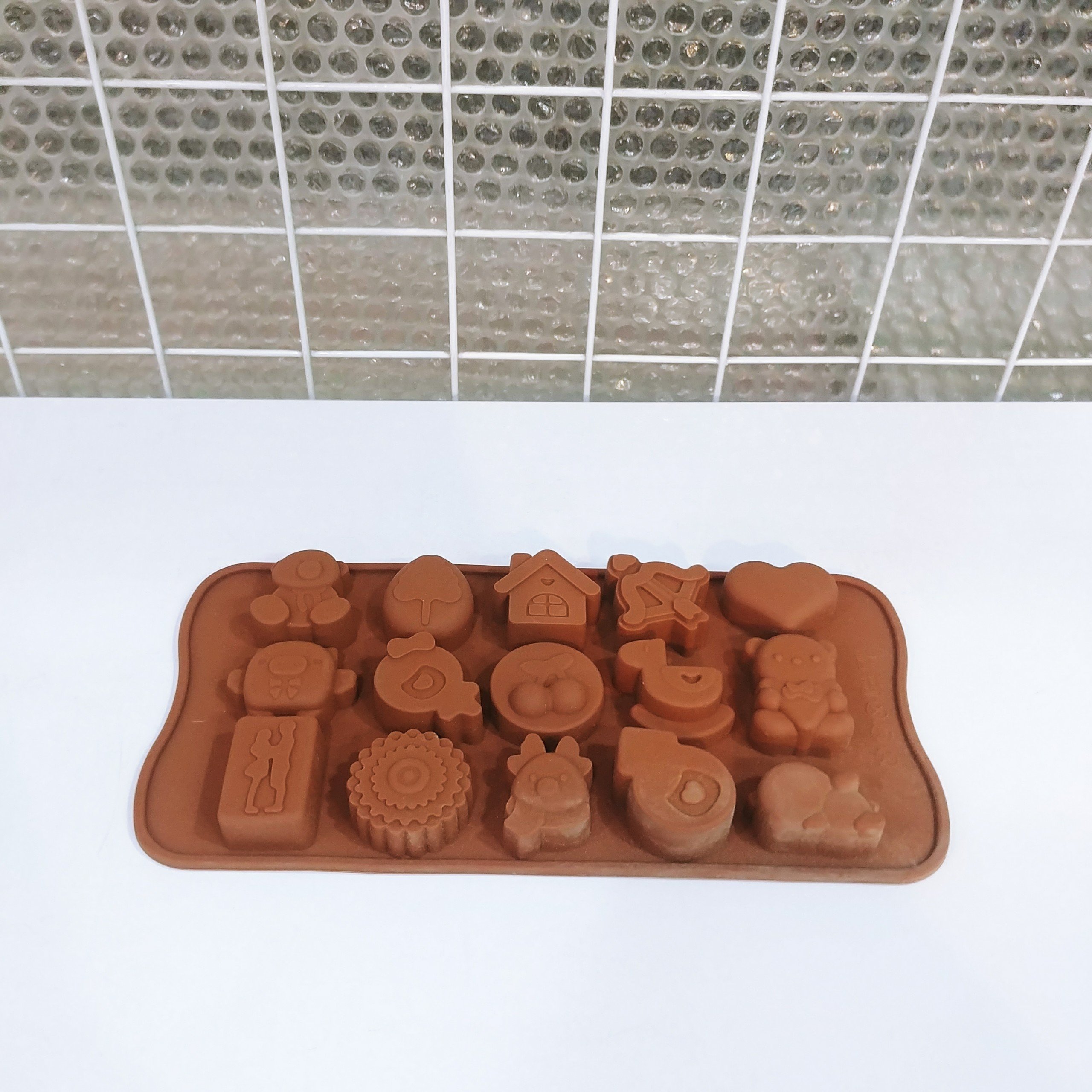 [HCM]Khuôn silicon làm thạch bánh pudding socola 15 ô