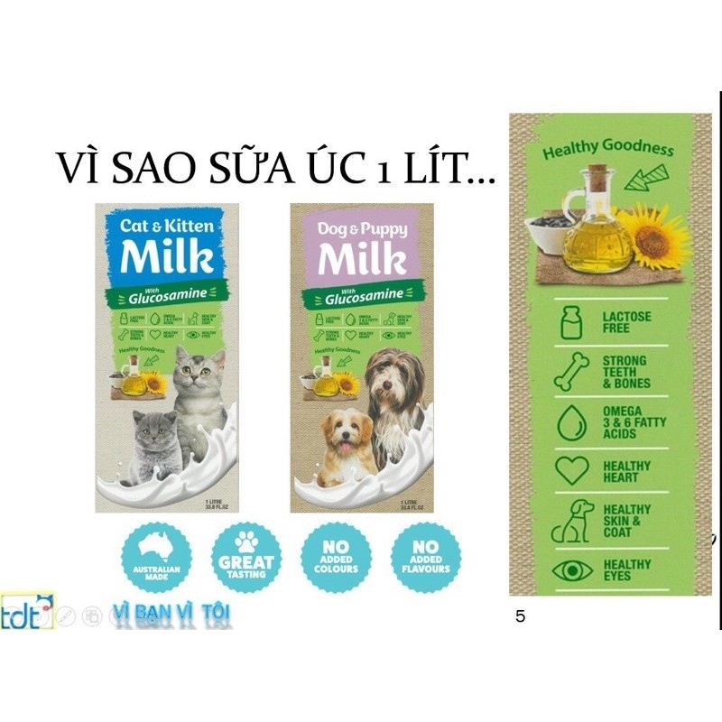 ℗ vn013 Sữa Úc Cho Chó Mèo 1L