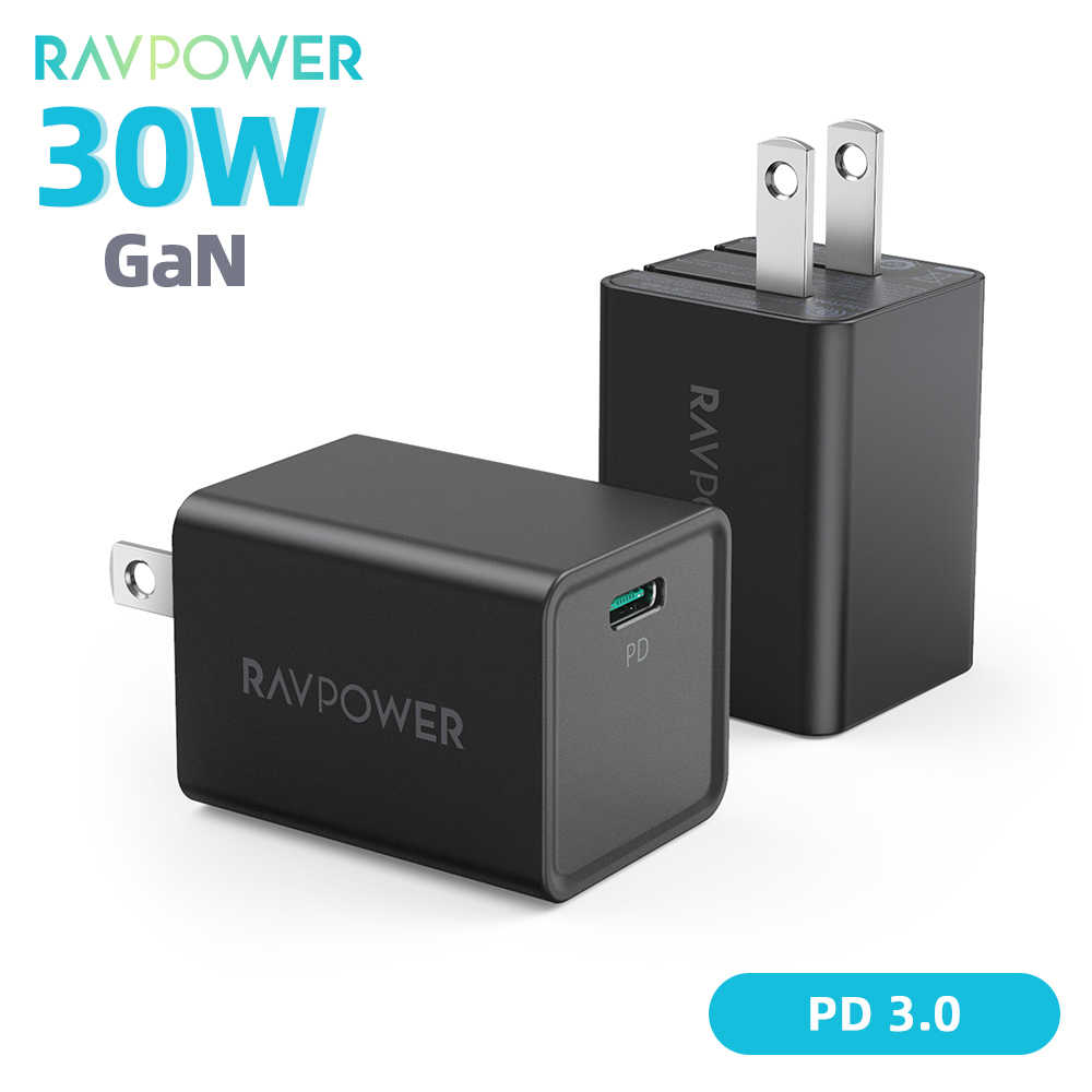Củ sạc nhanh RAVPower 30w - 1 cổng type C (GaN) RP-PC157 [BH 12T]