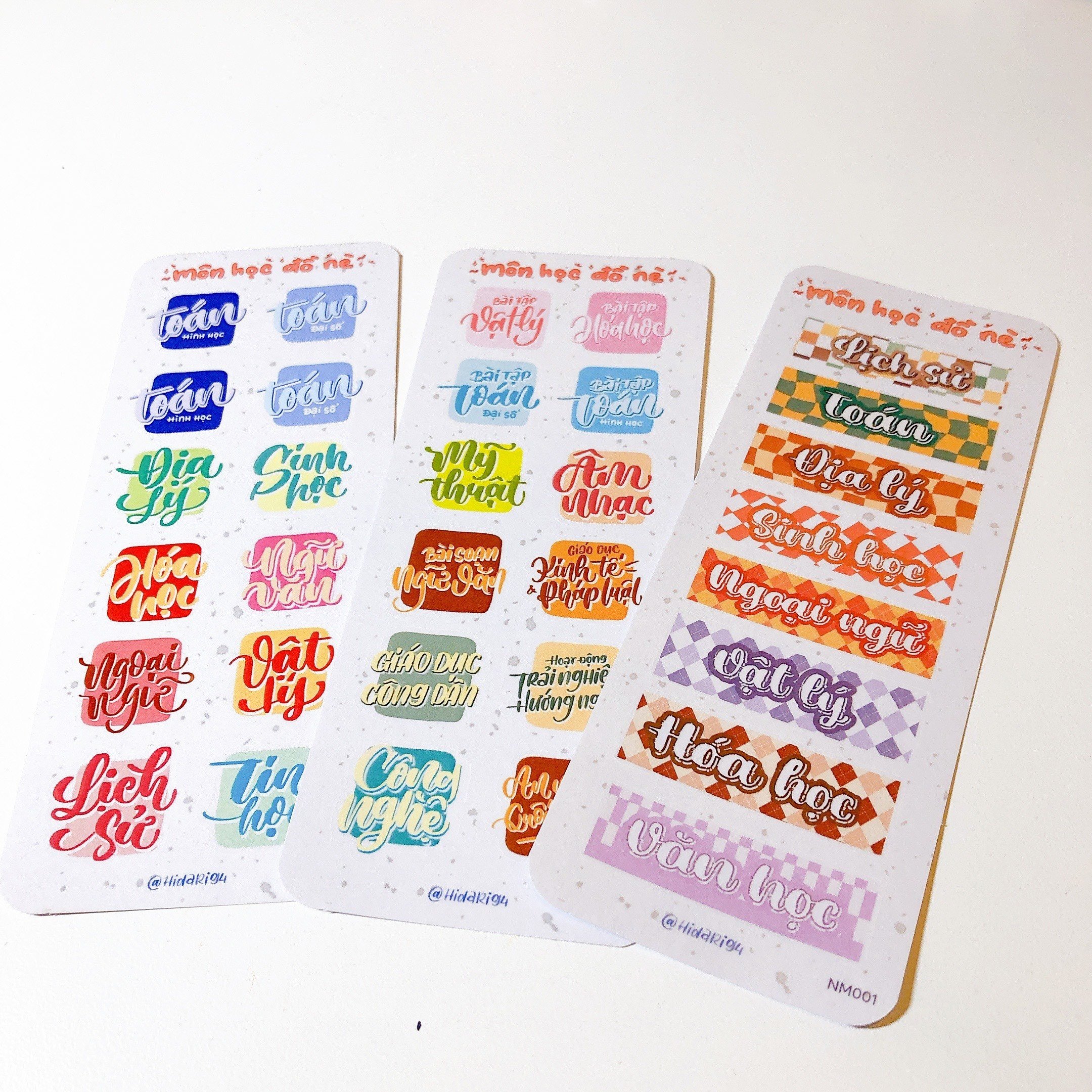 Sticker Môn Học Dễ Thương - Sticker Ham Học - Hidari