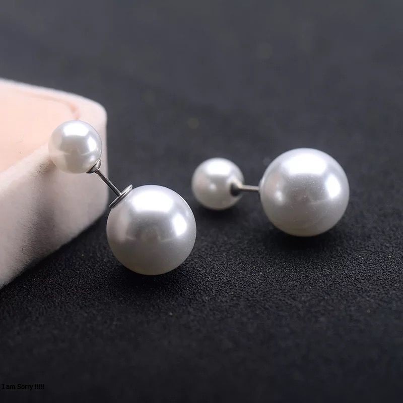 Bông tai hạt châu trắng gắn sát tai giá rẻ YU37
