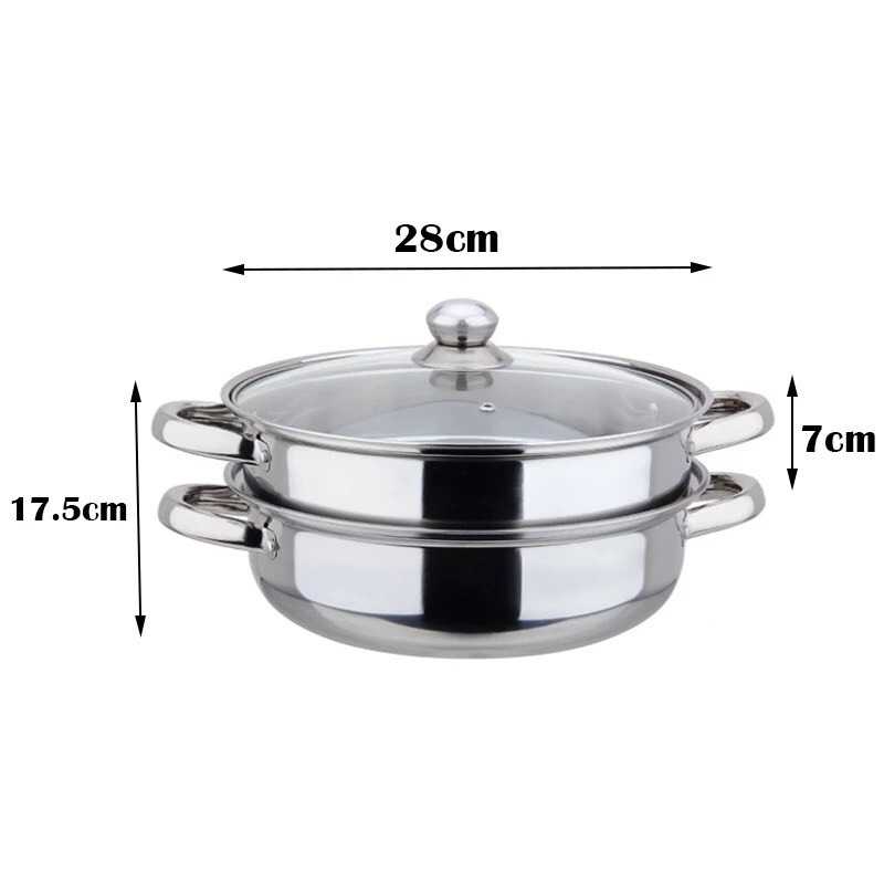 Xửng hấp inox cao cấp , Nồi lẩu kiêm hấp,Nồi hấp cách thủy,Xửng hấp 2 tầng đa năng,Vung kính hiện đại,chất liệu Inox 304 an toàn cao cấp,Bảo hành uy tín