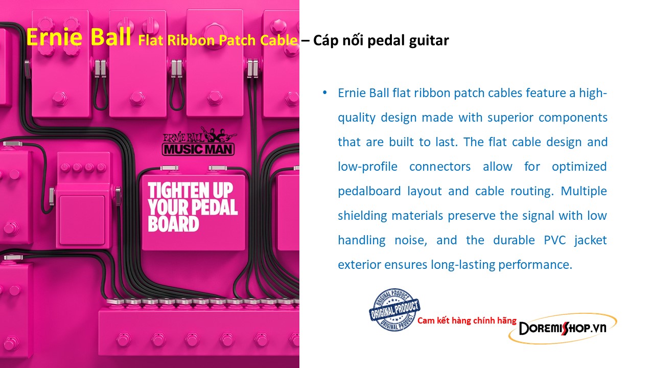 Cáp tín hiệu nối pedal DẸP-SIÊU MỎNG - Ernie Ball Flat Ribbon Patch Cables