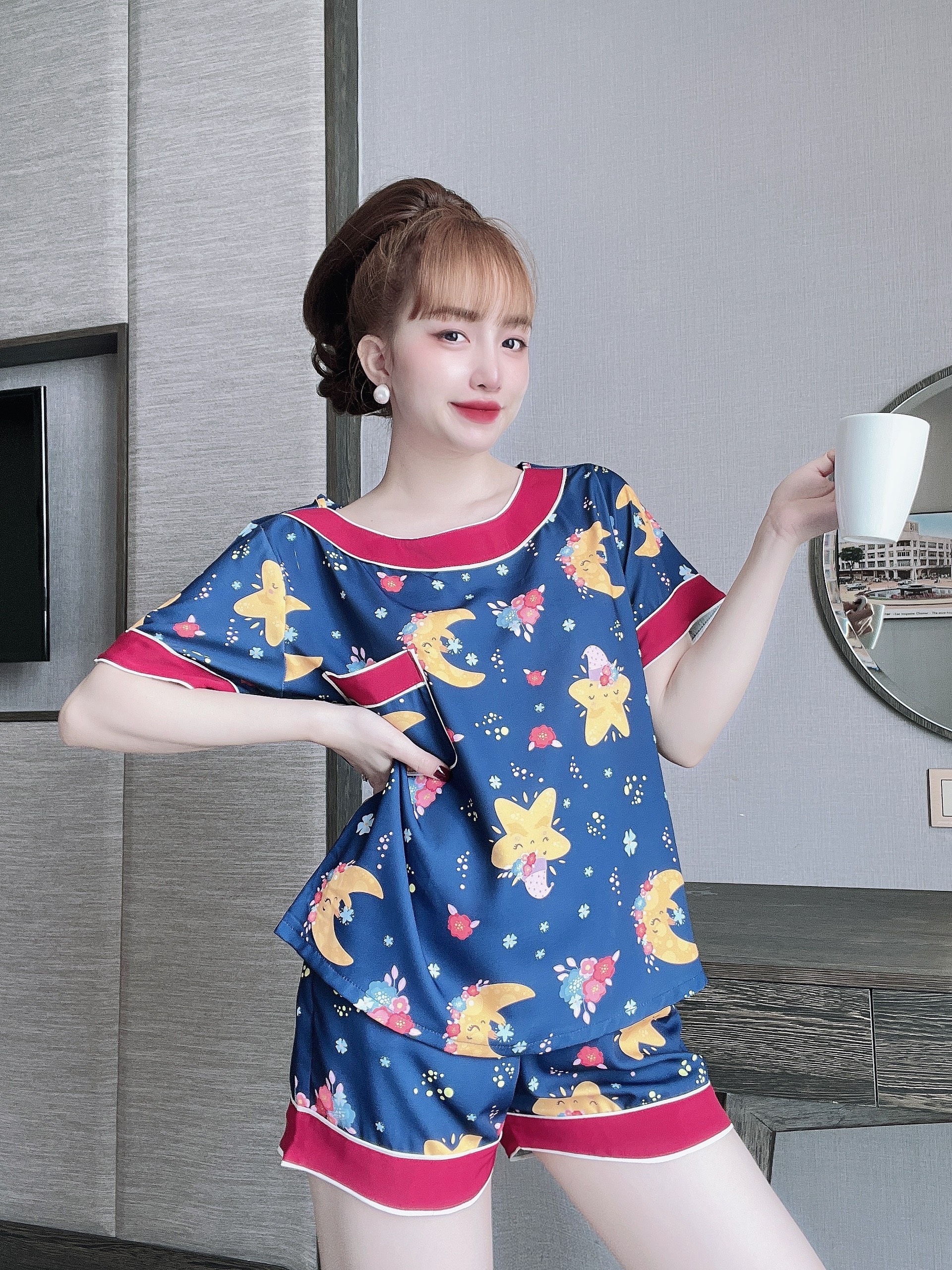 Bộ Đùi Nữ Mặc Nhà Lụa Mango Cao Cấp MOMOSA Shop 2810