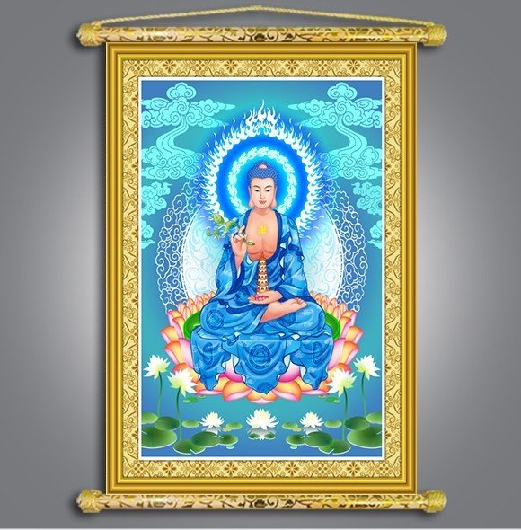 Tranh liễn phật giáo - phật dược sư - vải canvas cao cấp