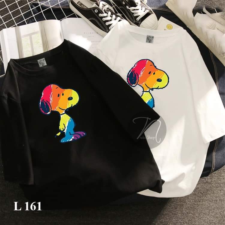 [HCM]Áo thun nam nữ Hàn Quốc in hình Chó Sắc Màu dễ thương vải dày mịn mát không phai màu không dính giặt