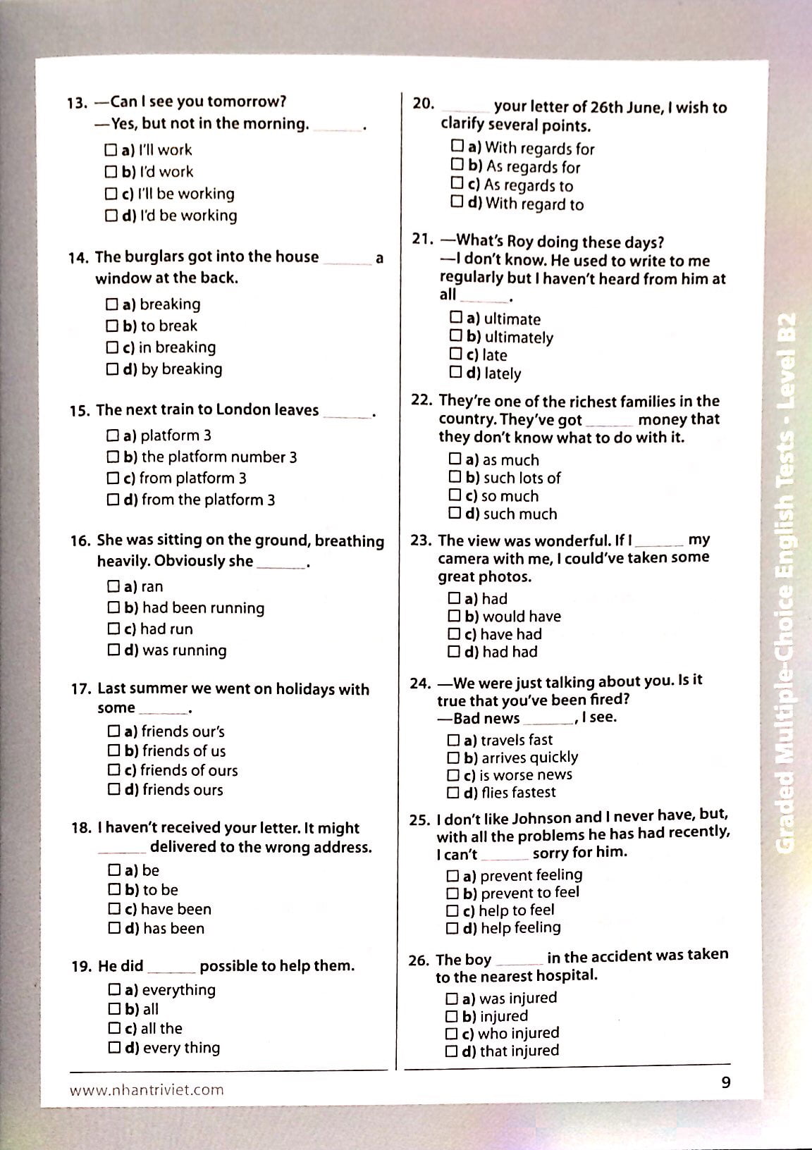 Fahasa - Graded Multiple - Choice English Test Level B2 (Không CD)