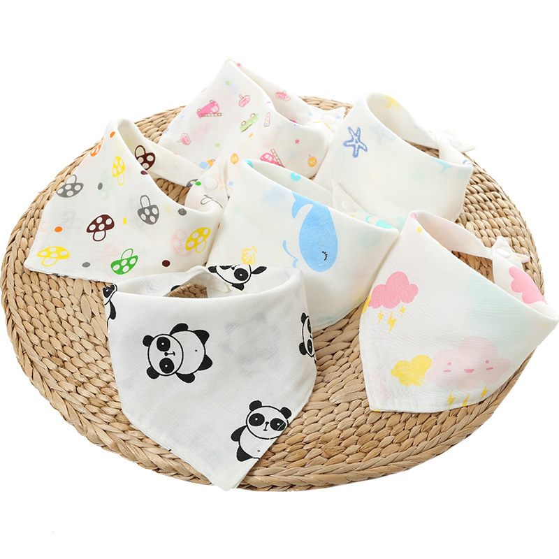 Set 5 khăn yếm tam giác cotton 2 cúc bấm cho bé