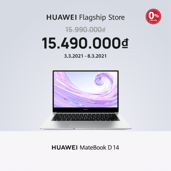 Laptop Huawei Matebook D14 (R5 8+512G) | Windows 10 Home | 14-inch HUAWEI FullView Display | Huawei Share | Hàng Phân Phối Chính Hãng