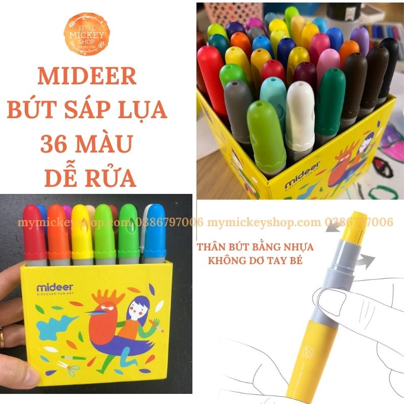 Mideer bút sáp màu vẽ sáp lụa nhiều màu nhiều mẫu cho bé lựa chọn