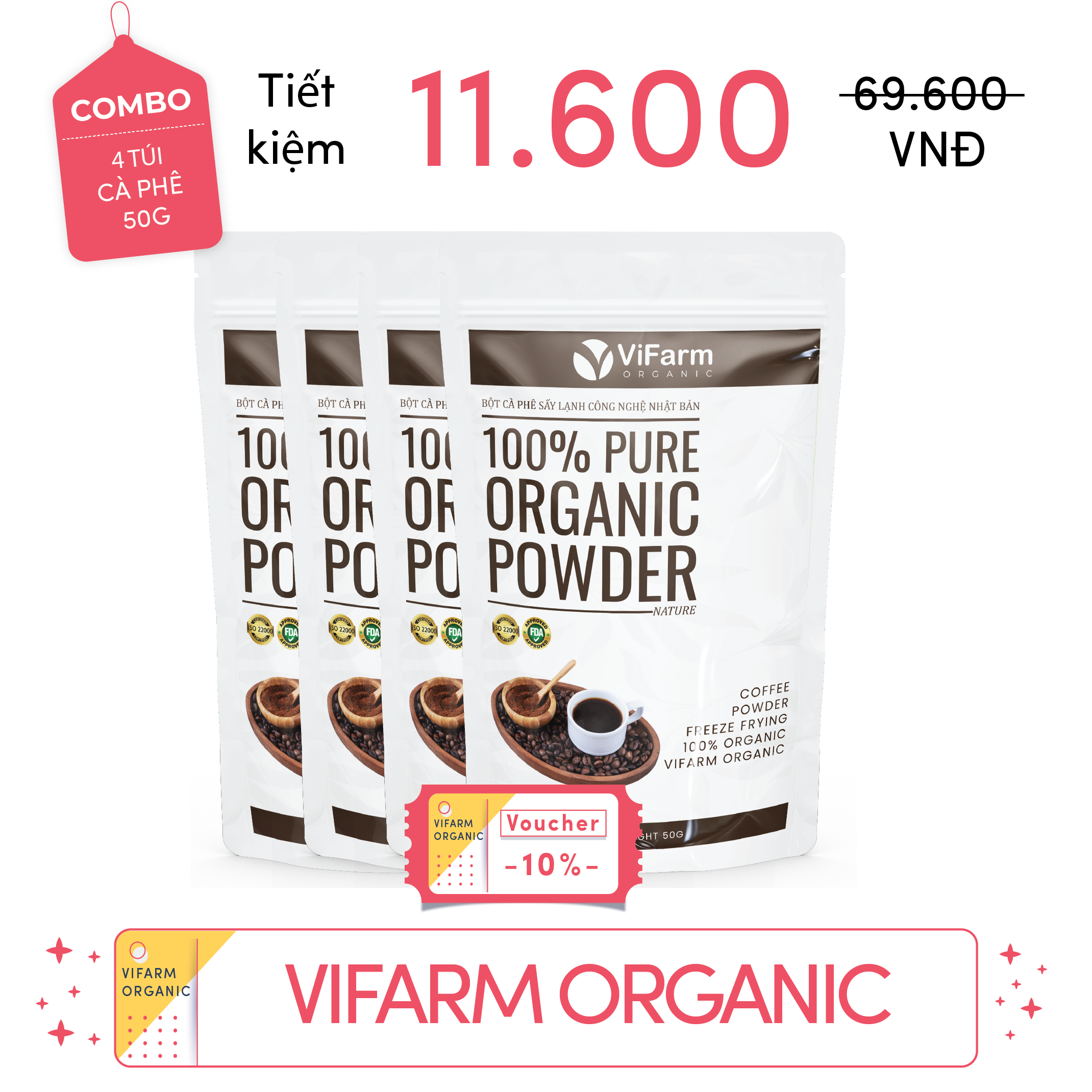 Bột Cà Phê Nguyên Chất ViFarm 50g