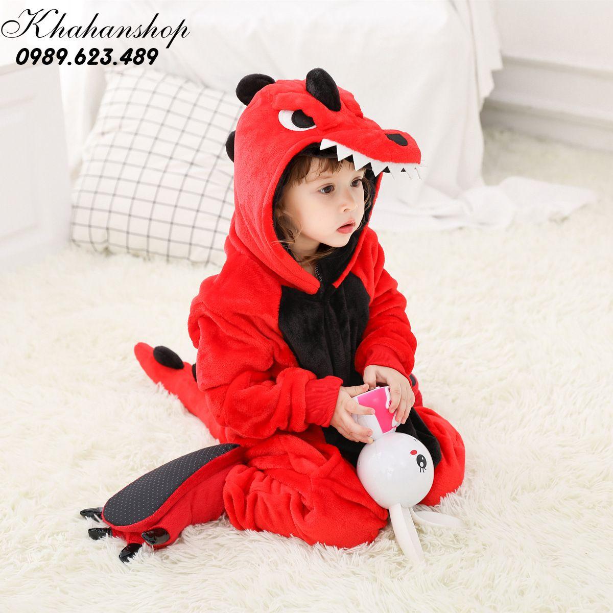 Bộ đồ hình thú liền thân Khủng Long đỏ Pijama lông Động Vật Hoạt Hình Cosplay nhiều màu đón giáng sinh HOT độc và lạ nhimshop 1902