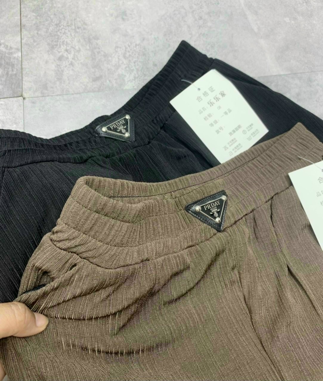 Quần baggy nữ chất gân tăm cạp chun co giãn