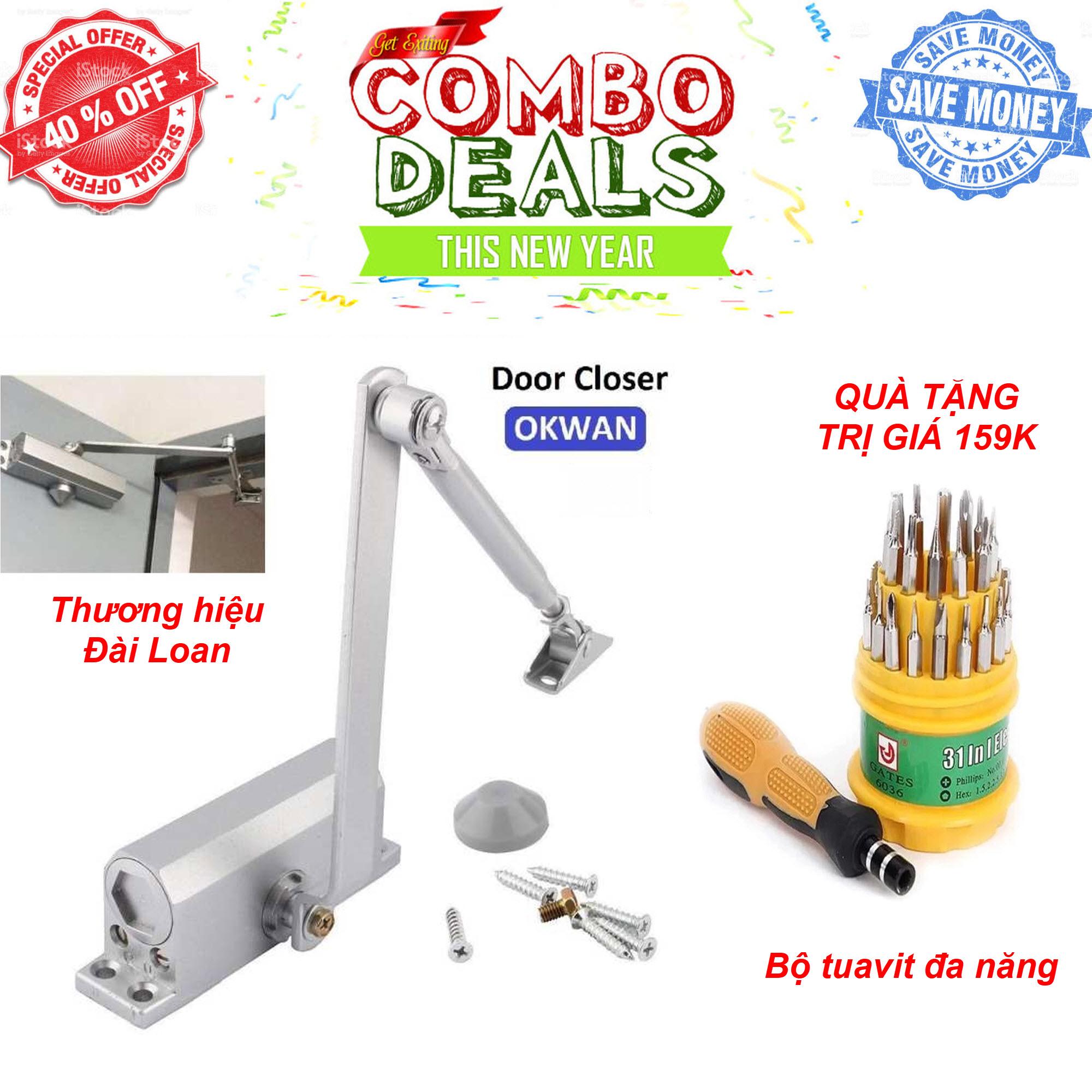 Tay đẩy hơi - Tay co thủy lực cửa OKWAN loại 45 - 70 kg + TẶNG bộ tuavit 31 chức năng cao cấp trị giá 159K
