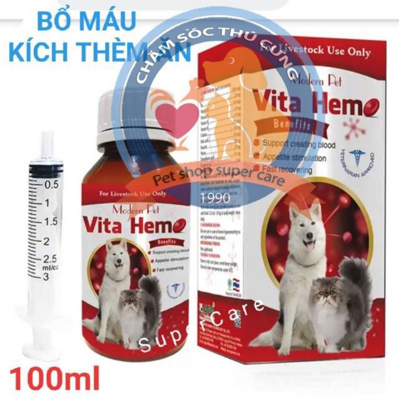 ♟ vn017 Vita Hemo - Thuốc Bổ Máu  Tăng Thèm Ăn Cho Chó Mèo