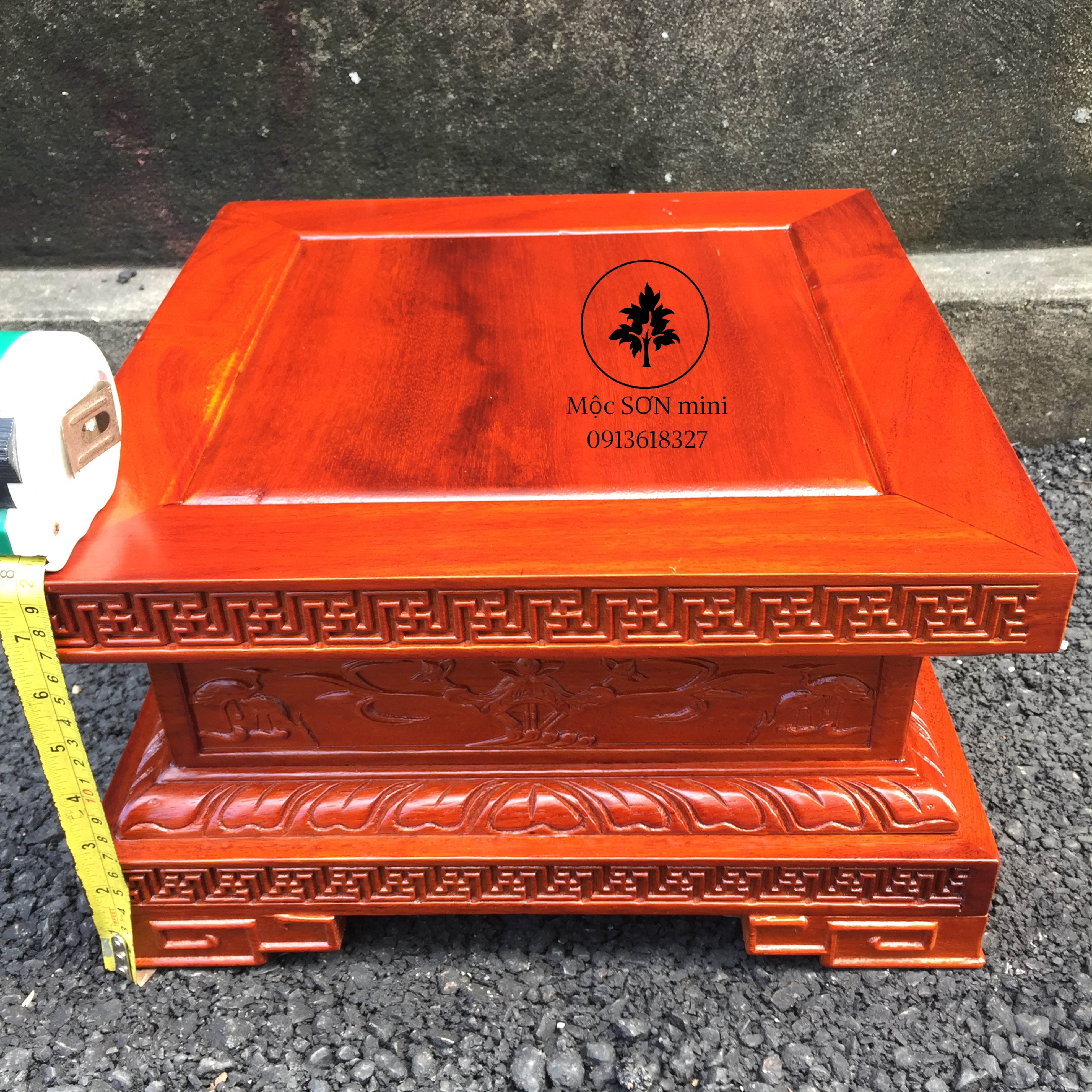 Đôn chân gỗ gõ,đôn chân loa,đế kê tượng cao cấp cao 20cm mặt vuông 20cm,25cm,30cm,35cm,40cm