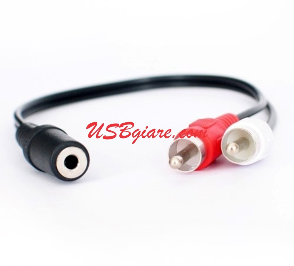 Cáp chuyển jack 3.5mm cái sang 2 đầu bông sen rca đực