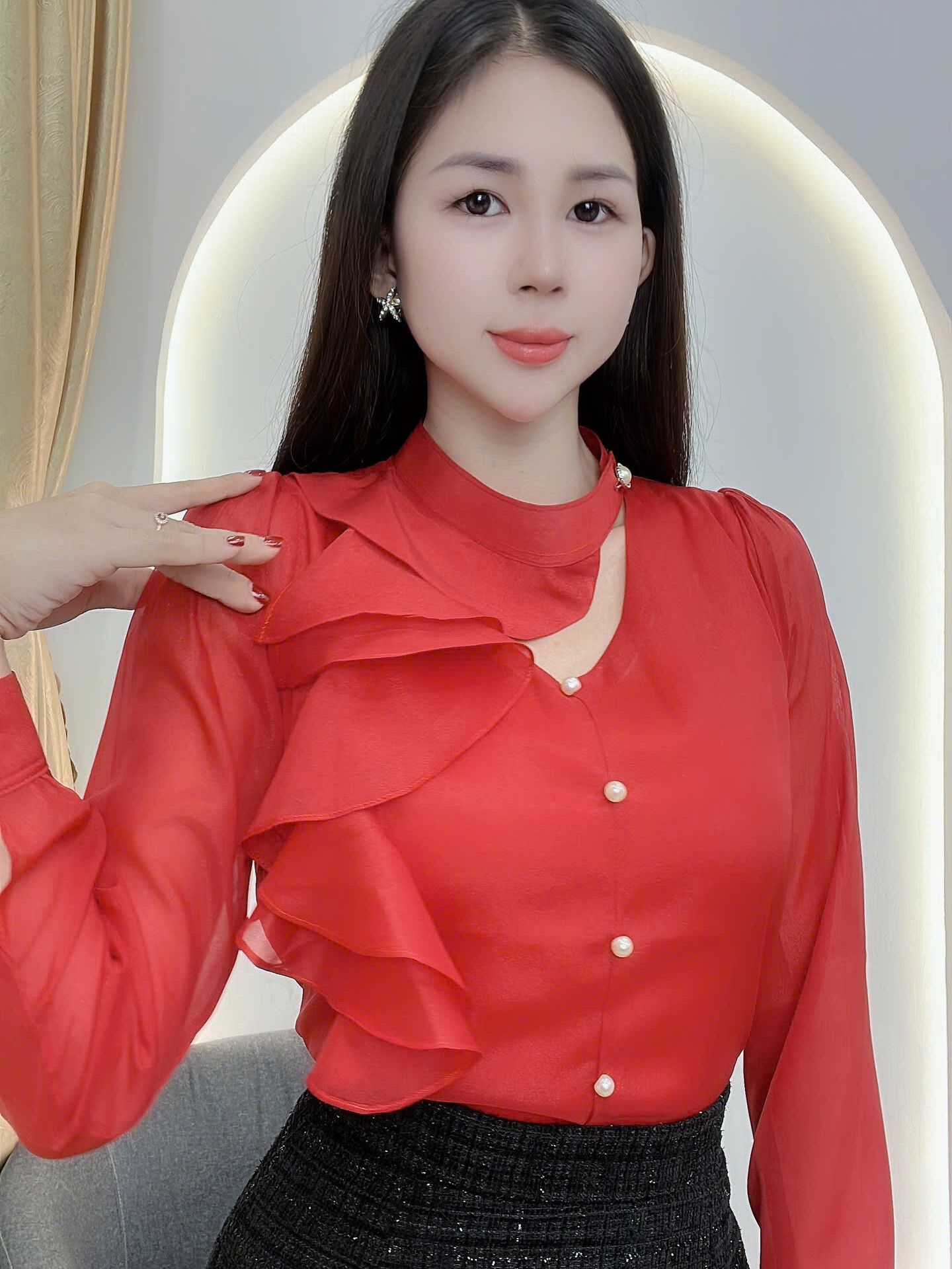 AN32- ÁO KIỂU CÔNG SỞ BÈO 1 BÊN