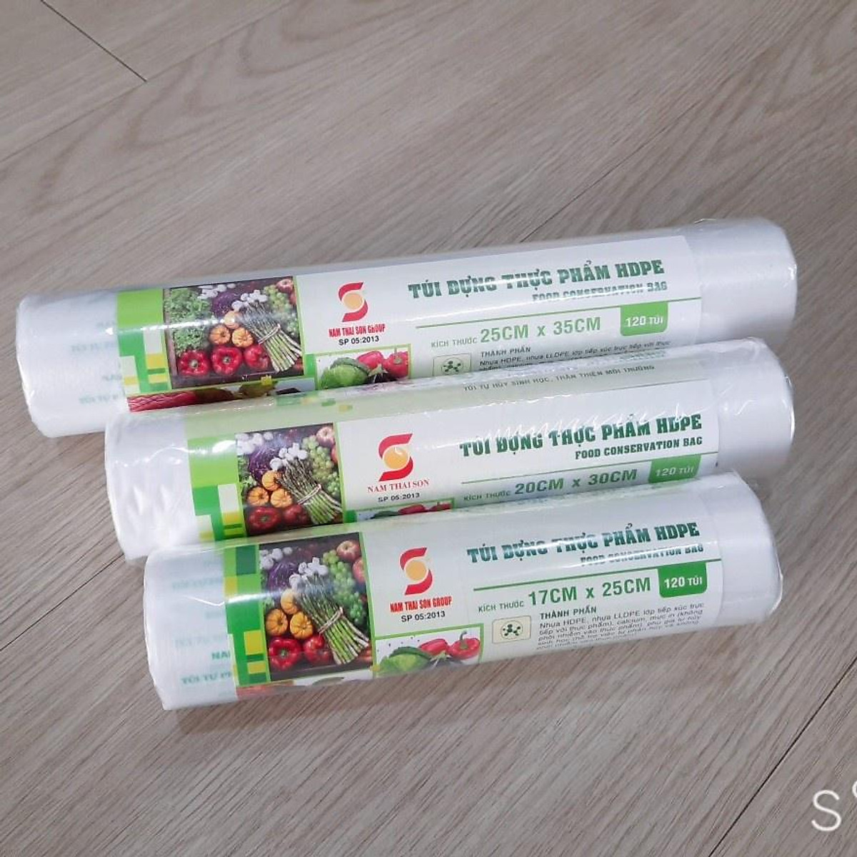 Combo 3 cuộn TÚI ĐỰNG THỰC PHẨM tự phân hủy sinh học ( 3 kích thước)
