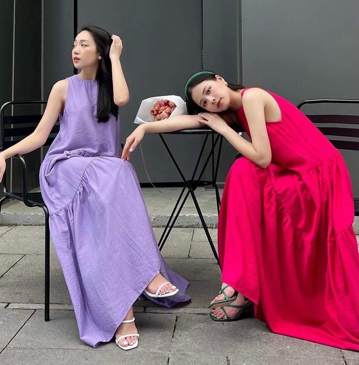 Đầm maxi siêu hot đi chơi du lịch chất đũi mềm mát dễ thương