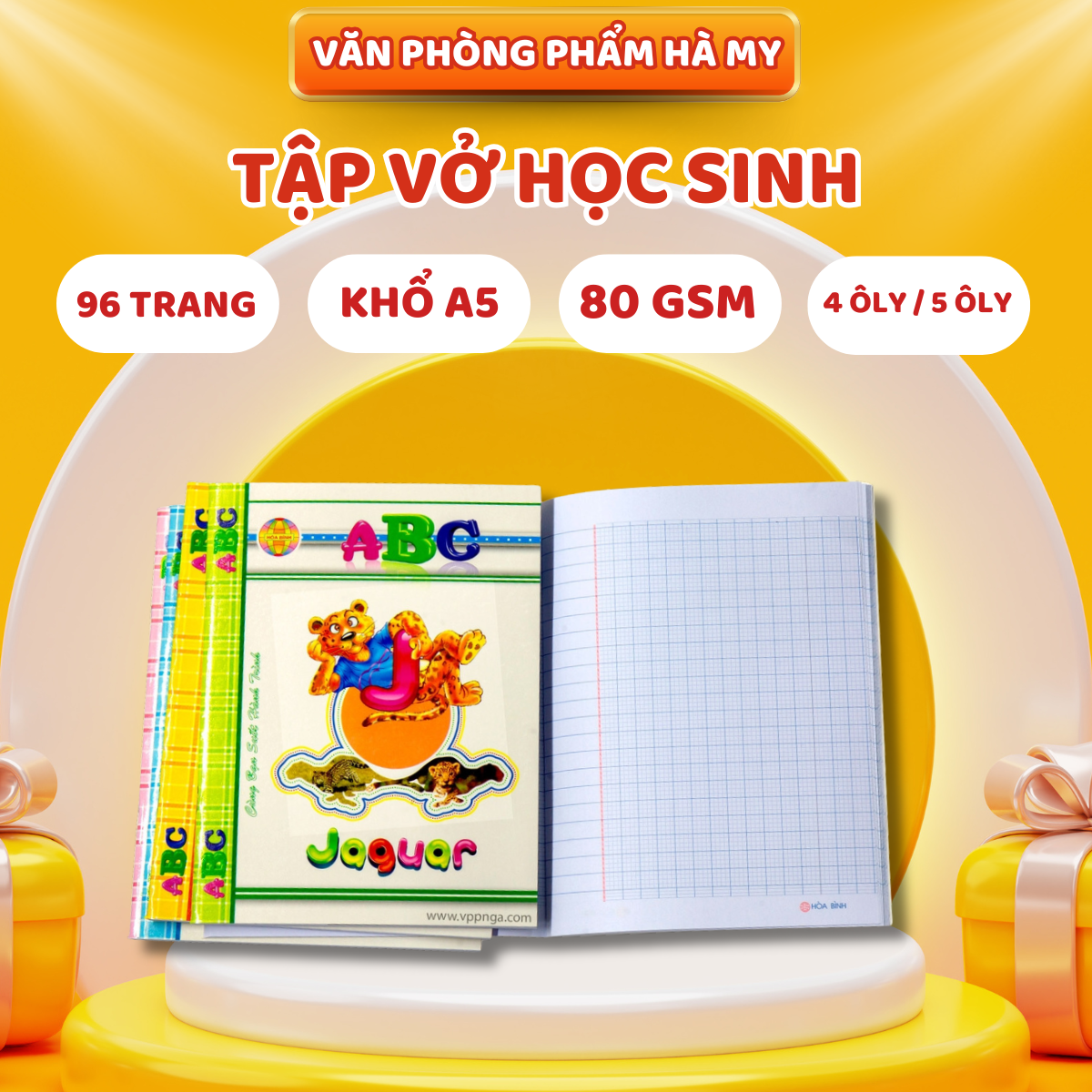 (Lốc 10 Quyển) Tập Vở Học Sinh ABC Hòa Bình 96 Trang (ĐL 80gsm)