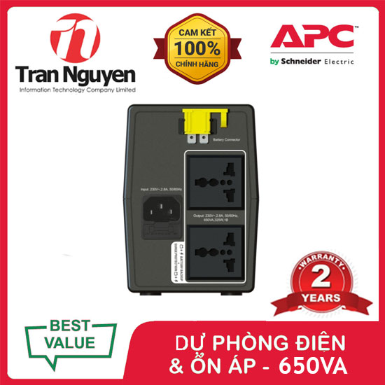 Bộ lưu điện: Back-UPS 650VA, 230V, AVR, Universal Sockets - BX650LI-MS