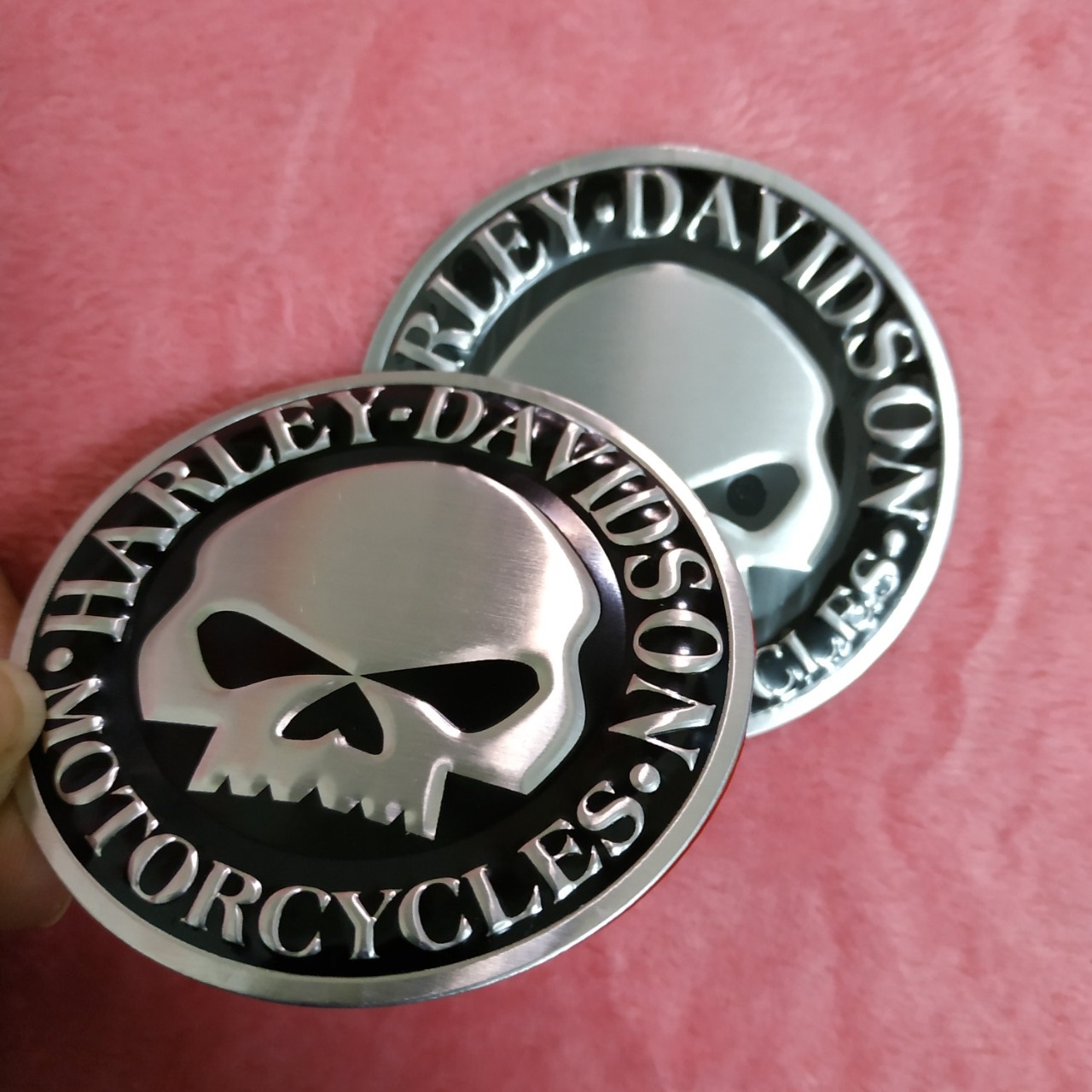 Logo Nhôm Dán Xe Harley Davidson tròn 7.5cm