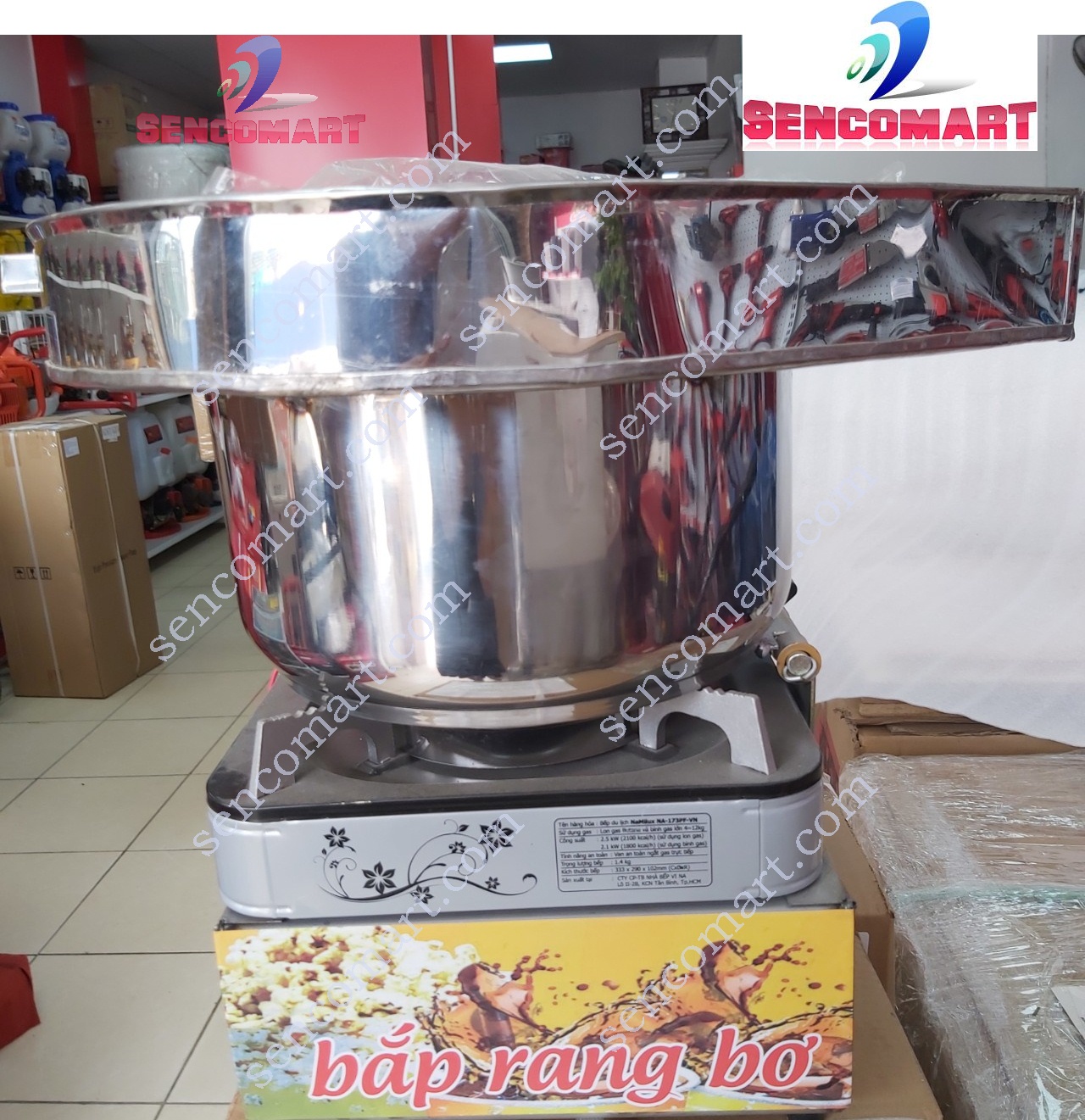 Máy làm bắp rang bơ có mang, 2 van ga