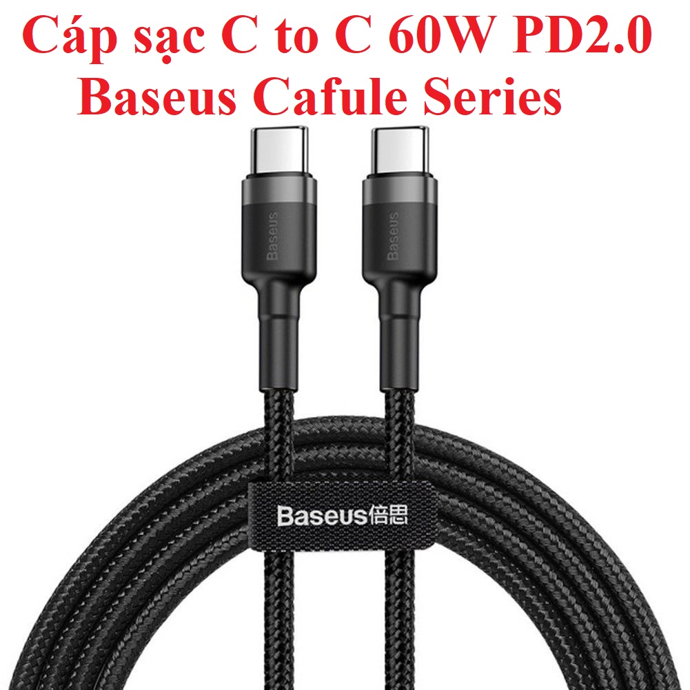 Cáp sạc và truyền dữ liệu 2 đầu type-C PD2.0 60W Baseus Cafule series