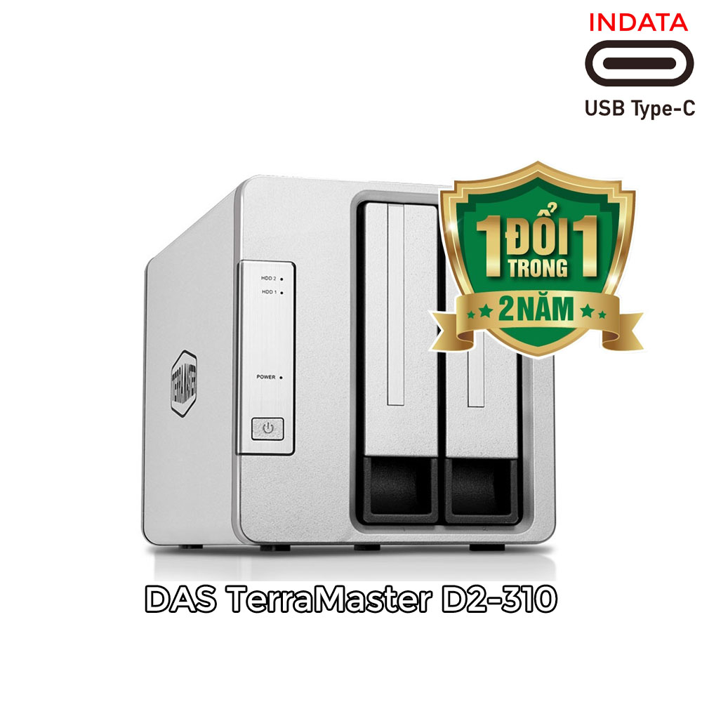 Bộ lưu trữ DAS TerraMaster D2-310 USB Type-C, 2 khay ổ cứng RAID