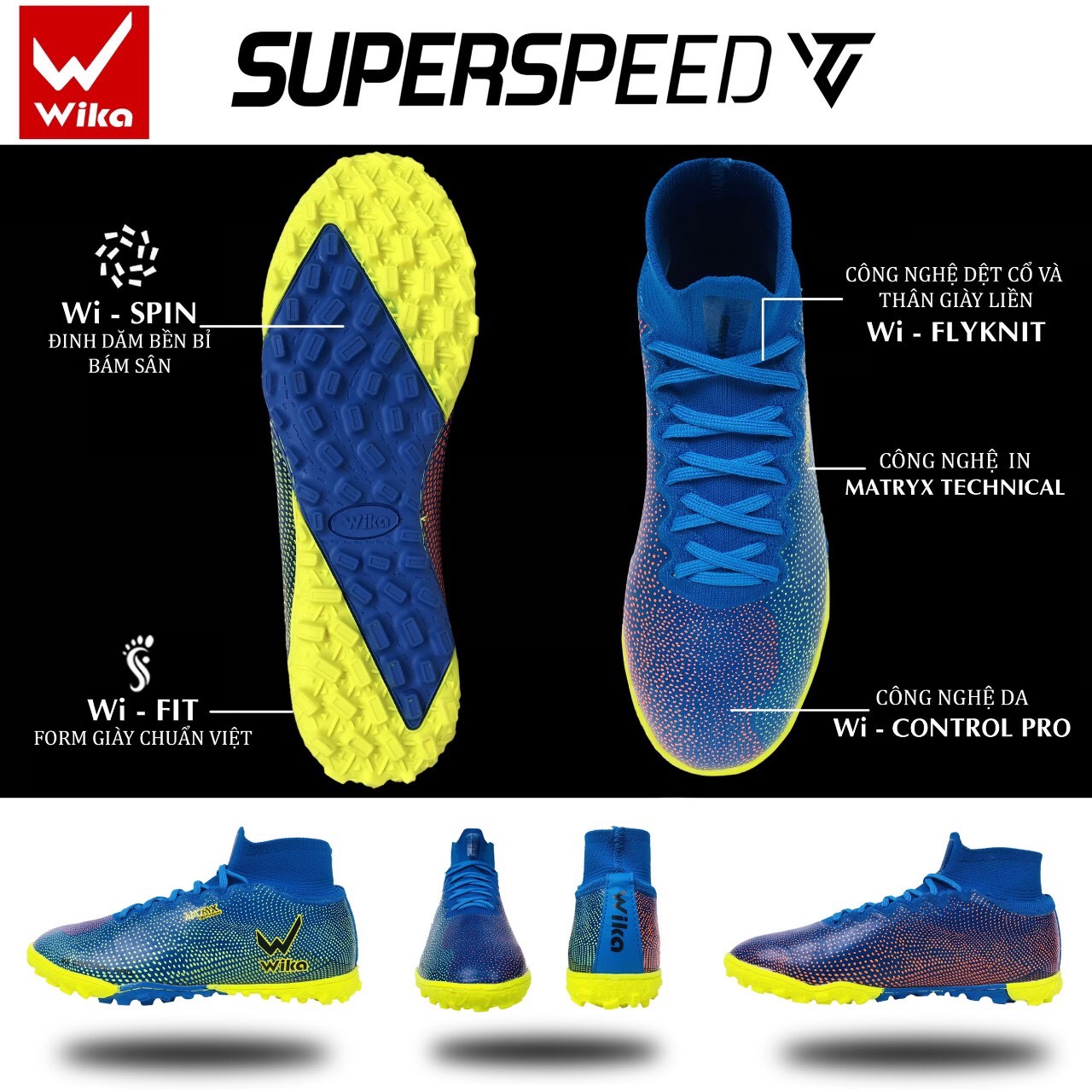 [HCM]Giày Đá Bóng Wika Super Speed VT Fullbox