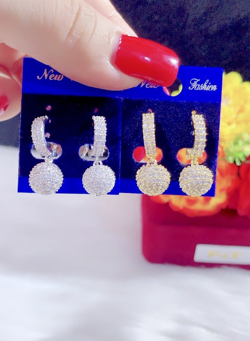 Bông tai nữ đính xoàn mạ 18k cao cấp P549