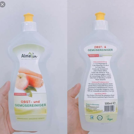 Nước Rửa Rau Củ Quả Hữu Cơ Almawin (500ml)