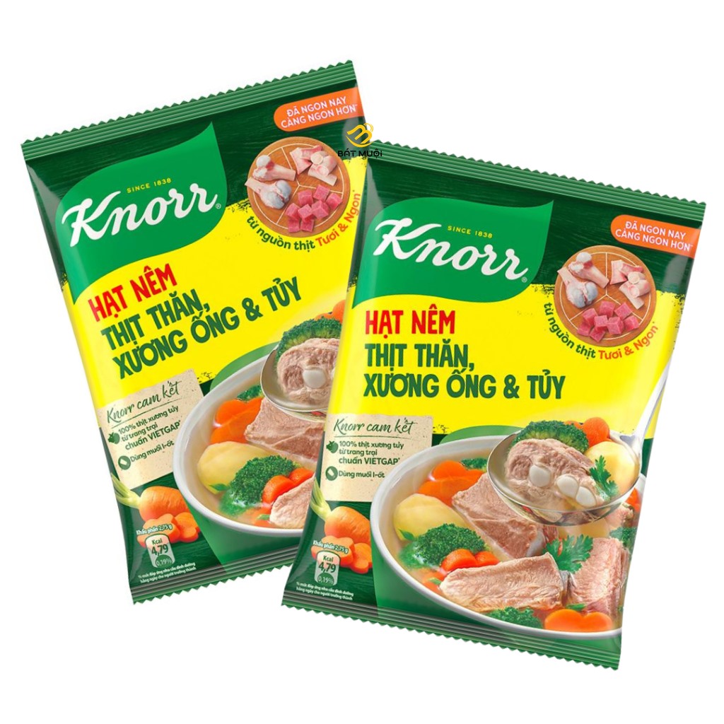 Hạt nêm knorr thịt thăn, xương ống, tủy gói 900g - combo 2 gói - bat muoi
