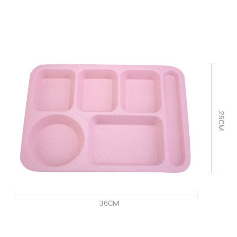 [FREESHIPMAX]Khay cơm lúa mạch 5 ngăn cao cấp có kèm chén đựng canh[BAMBOO HOUSE]