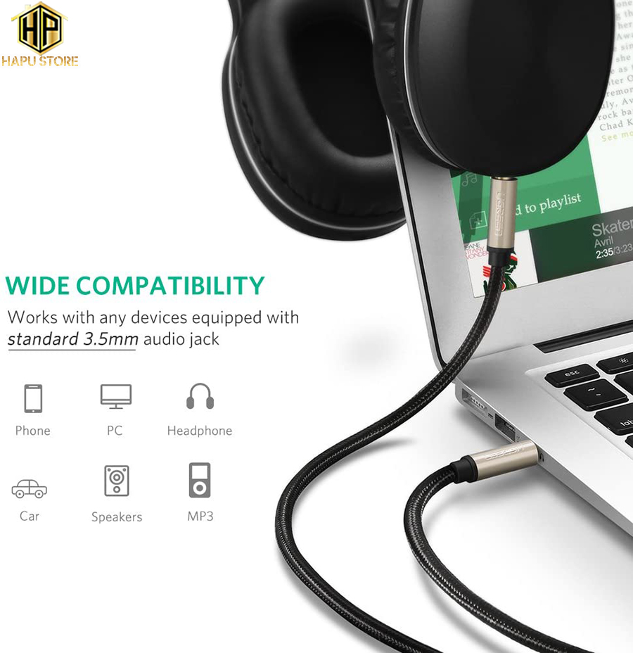 Cáp âm thanh AUX 3.5mm Ugreen 40785 dài 10m chính hãng - Hapustore