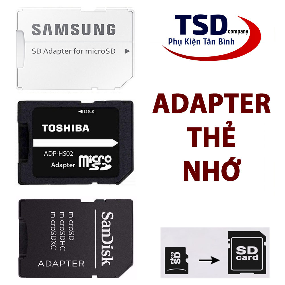 Adapter Thẻ Nhớ Chuyển Đổi Thẻ Nhớ Micro SD Sang Thẻ SD Chính Hãng