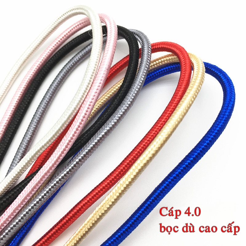 [HCM]Cáp sạc 3m bọc dù dùng cho điện thoại Android Type-C Iphone IOS