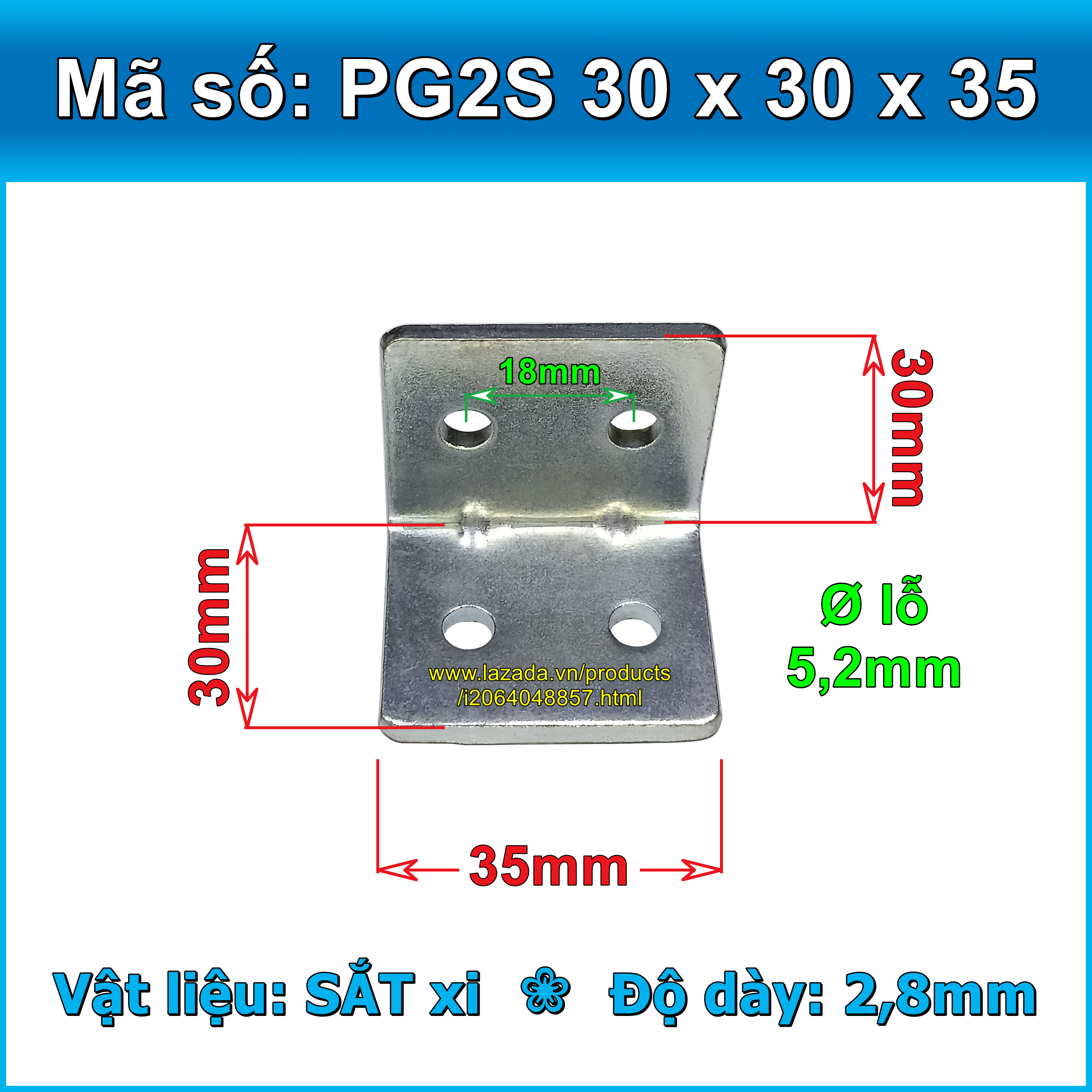 Pat góc Ke góc Bát Pas Path (loại 2 hàng lỗ)