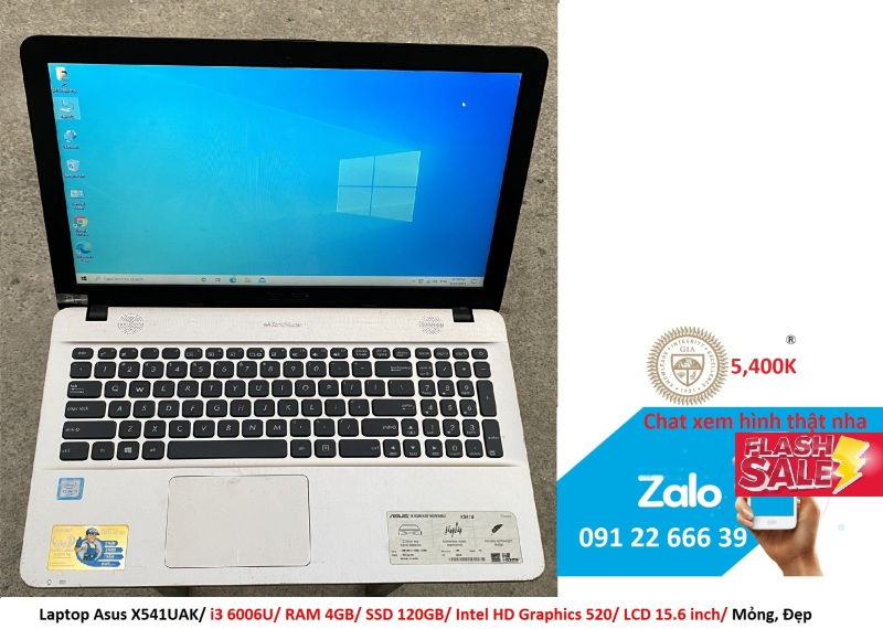 Laptop Asus X541UAK/ i3 6006U/ RAM 4GB/ SSD 120GB/ Intel HD Graphics 520/ LCD 15.6 inch/ Mỏng, Đẹp