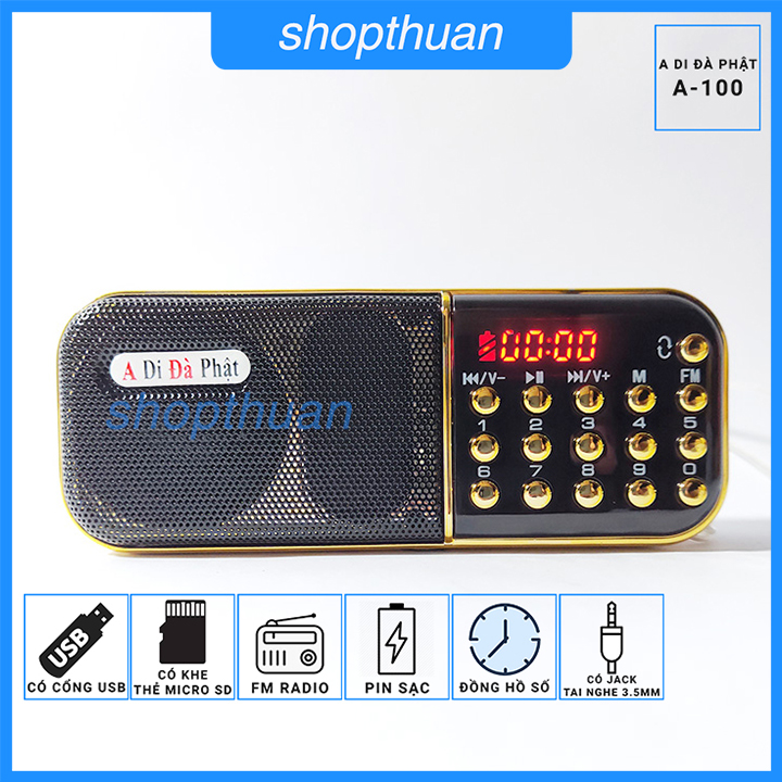 HCM]Loa A Di Đà Phật A-100 1 Pin - Nghe Thẻ Nhớ, USB 2.0, FM Radio - Có  Jack Cắm Tai Nghe 3.5mm | Lazada.vn