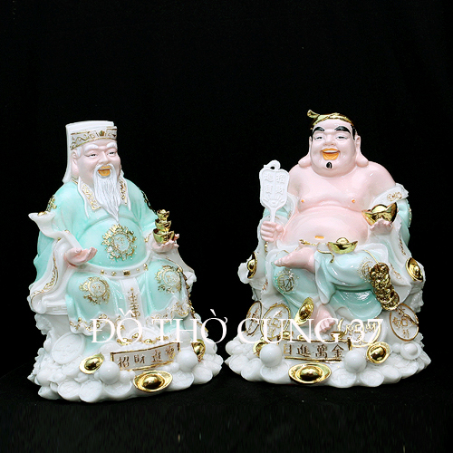 [ Cao 20 cm ] TƯỢNG THẦN TÀI - THỔ ĐỊA XANH NGỌC [ Bột đá + composite ]